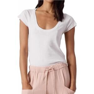 NEW NSF gia fitted rib u neck tee in chalk